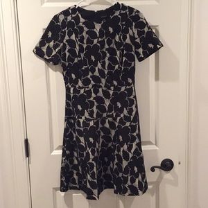 Ann Taylor short-sleeved dress, white w/black lace